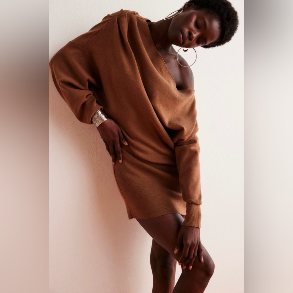 NWT Free People Nola sweater mini dress in olive leaf - S